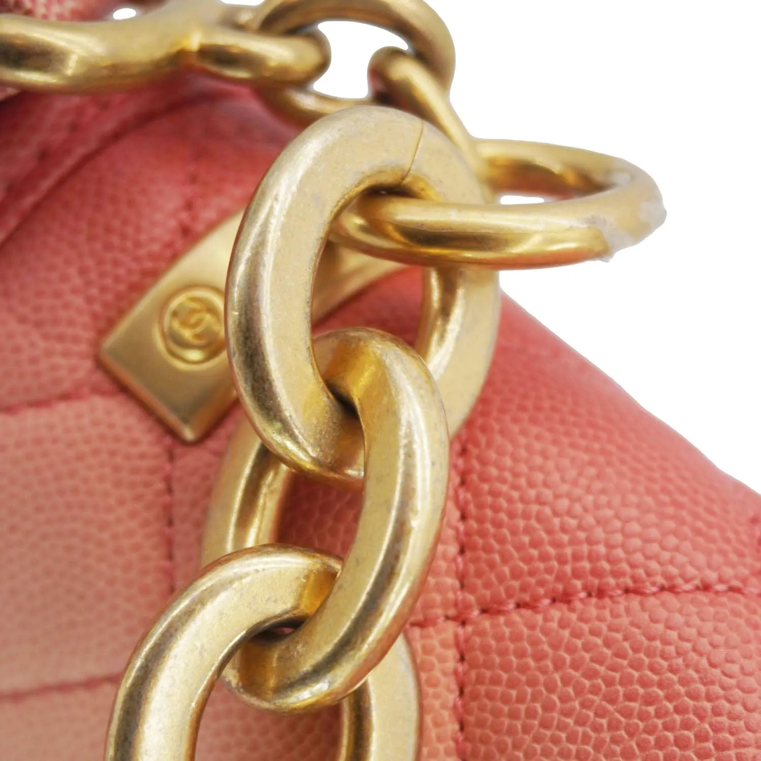 CHANEL Sunset On The Sea Flap Caviar Leather Shoulder Bag Coral
