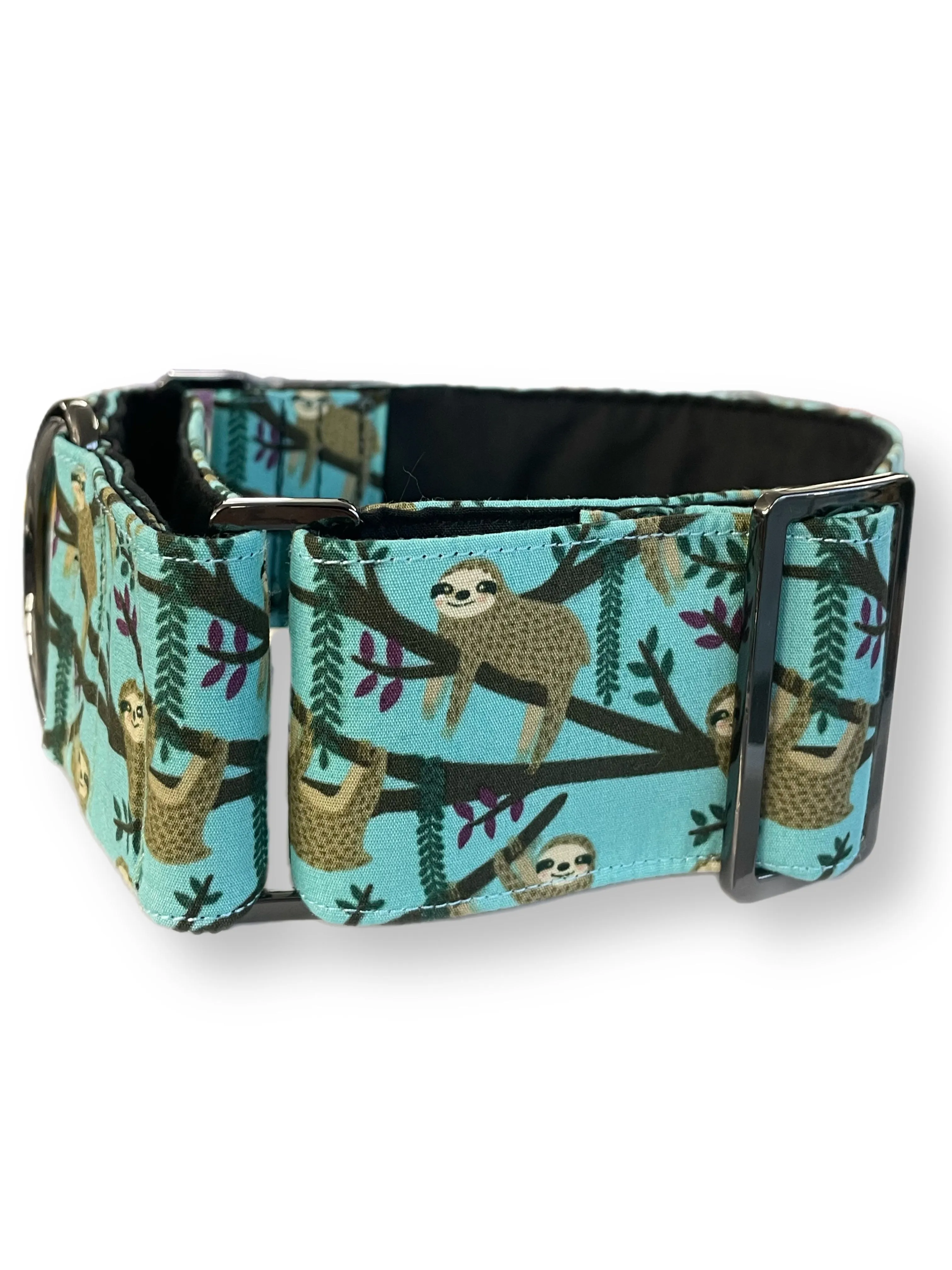 Charming & whimsical playful sloth design Martingale collar greyhound collar cotton super soft fabric