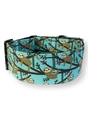 Charming & whimsical playful sloth design Martingale collar greyhound collar cotton super soft fabric