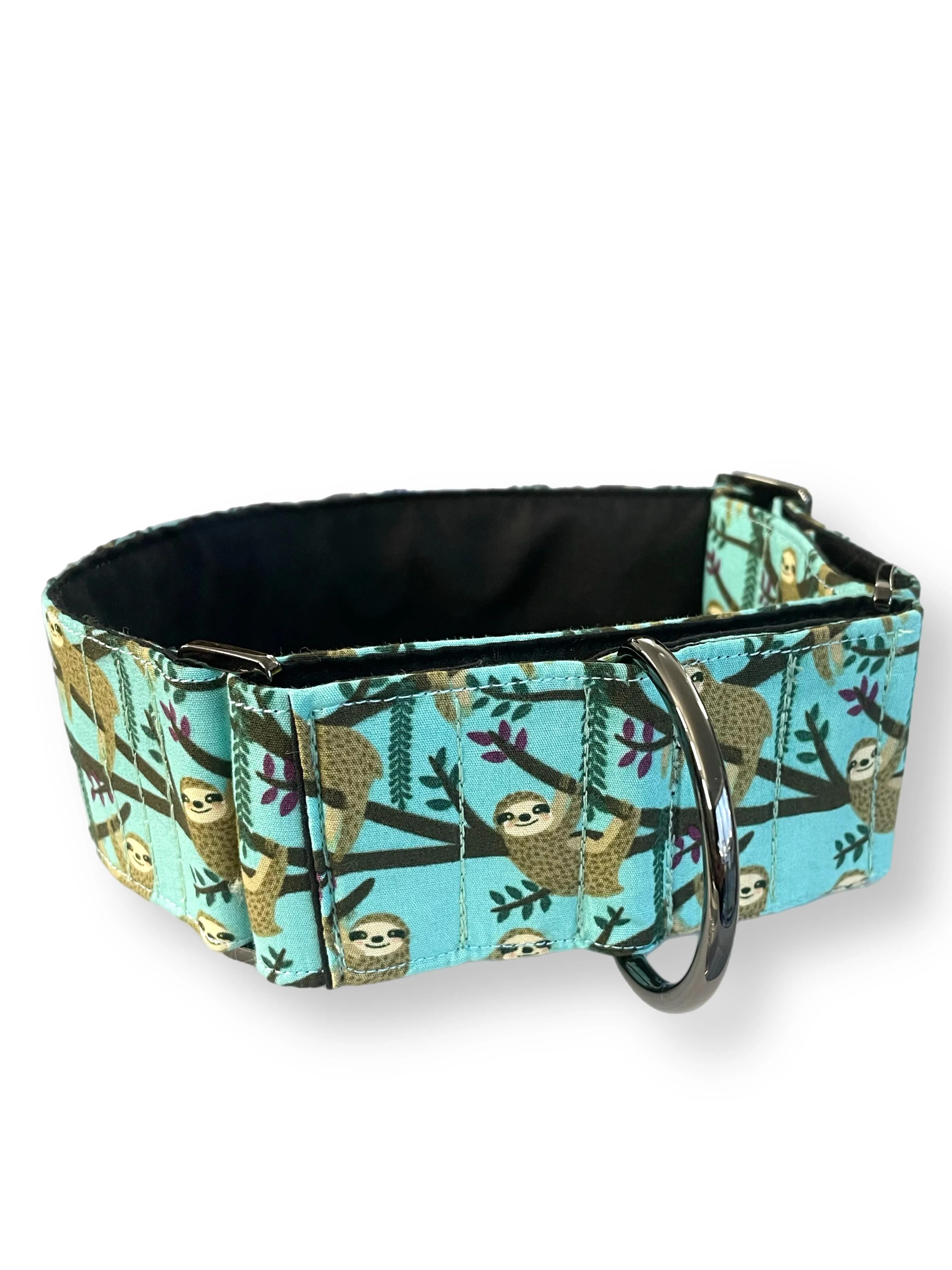 Charming & whimsical playful sloth design Martingale collar greyhound collar cotton super soft fabric