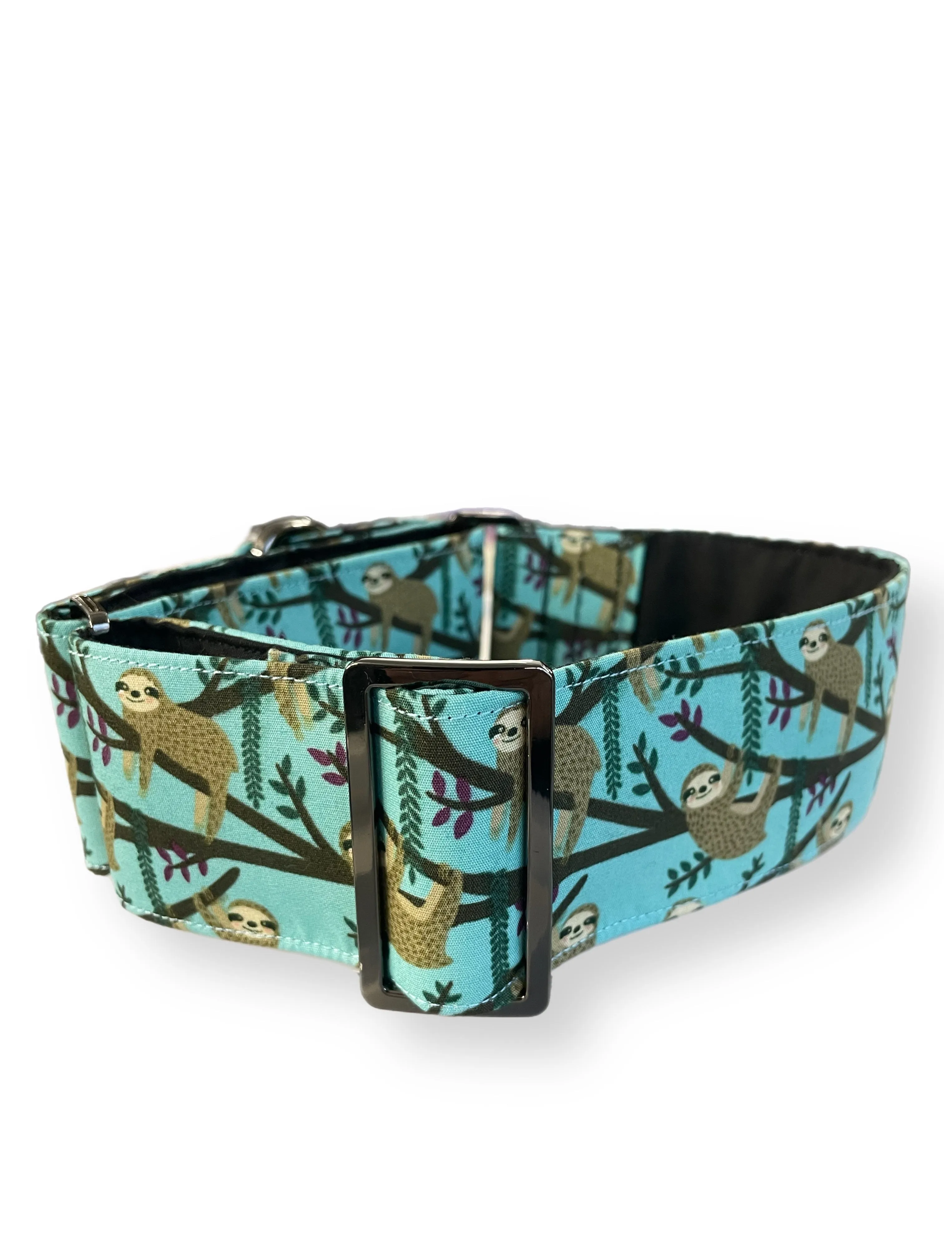Charming & whimsical playful sloth design Martingale collar greyhound collar cotton super soft fabric