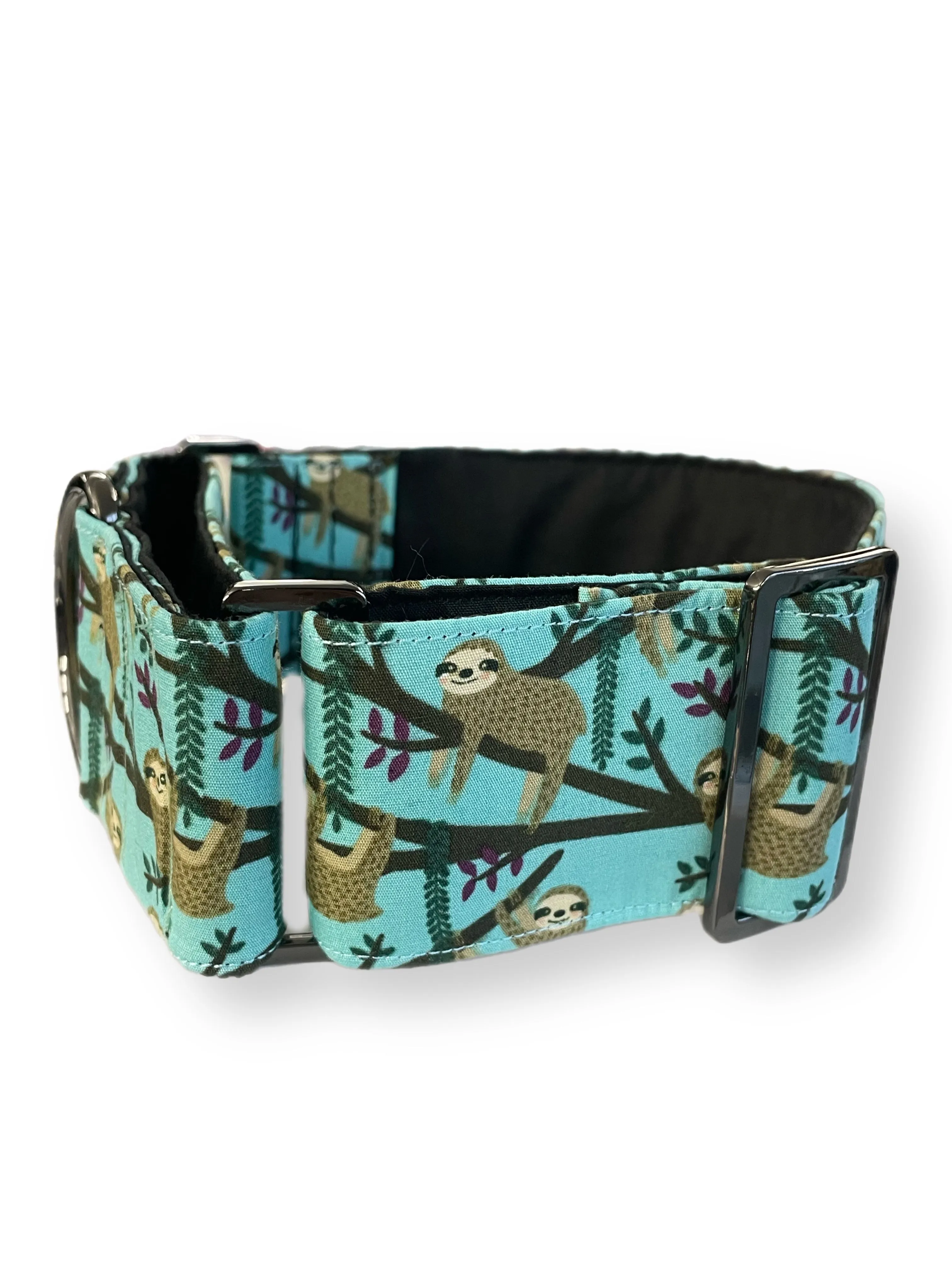 Charming & whimsical playful sloth design Martingale collar greyhound collar cotton super soft fabric