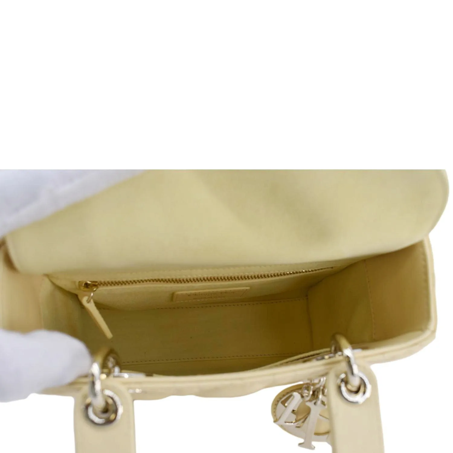 CHRISTIAN DIOR MY ABCDior Small Cannage Lambskin Leather Shoulder Bag Light Yellow