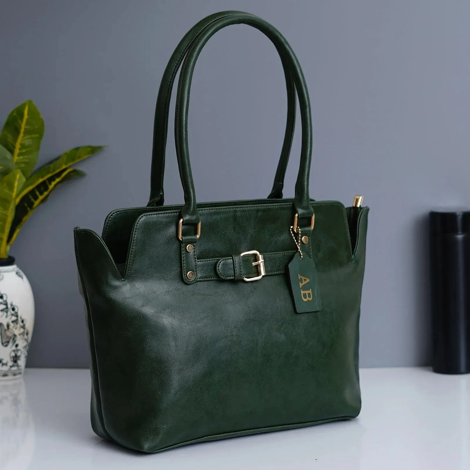Classy Leather Customized Hand Bag 1.0 - Olive Green