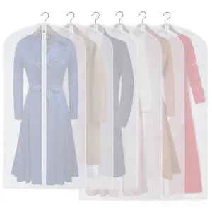 CM CUMIZON Garment Bags Hanging Garment Covers for Long Dresses Translucent Suit Bag (Set of 6) with Full-Length Zipper for Dance Costumes Gown Dress Clothes Storage 24x50 / 60 inch