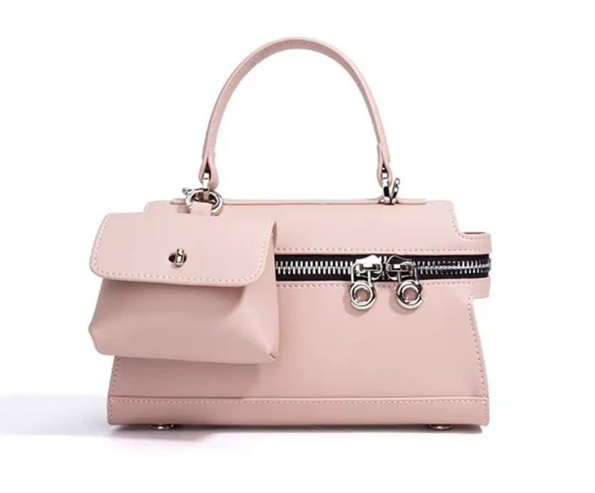 Cowhide Leather Mini Handbag with Front Pouch