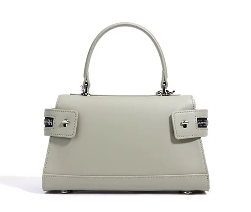 Cowhide Leather Mini Handbag with Front Pouch