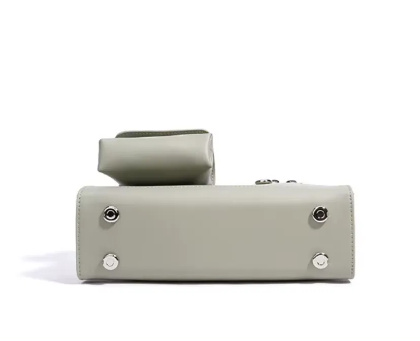 Cowhide Leather Mini Handbag with Front Pouch