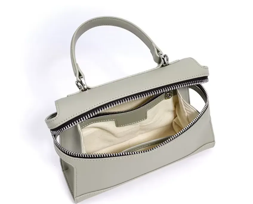 Cowhide Leather Mini Handbag with Front Pouch