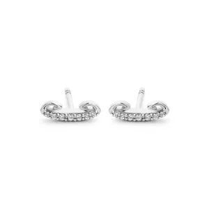 Crescent Pavé Stud Earring - Sterling Silver   CZ Blanc