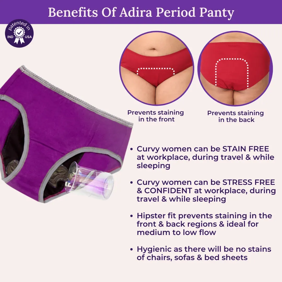 Curvy Women Period Panties For Stain Free Period | Hipster Fit | Leak Proof | Use with Pad For Hygiene | Prevents Front & Back Stains