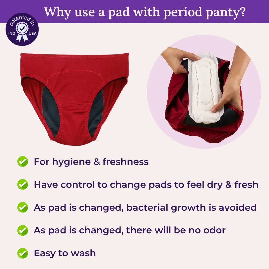 Curvy Women Period Panties For Stain Free Period | Hipster Fit | Leak Proof | Use with Pad For Hygiene | Prevents Front & Back Stains