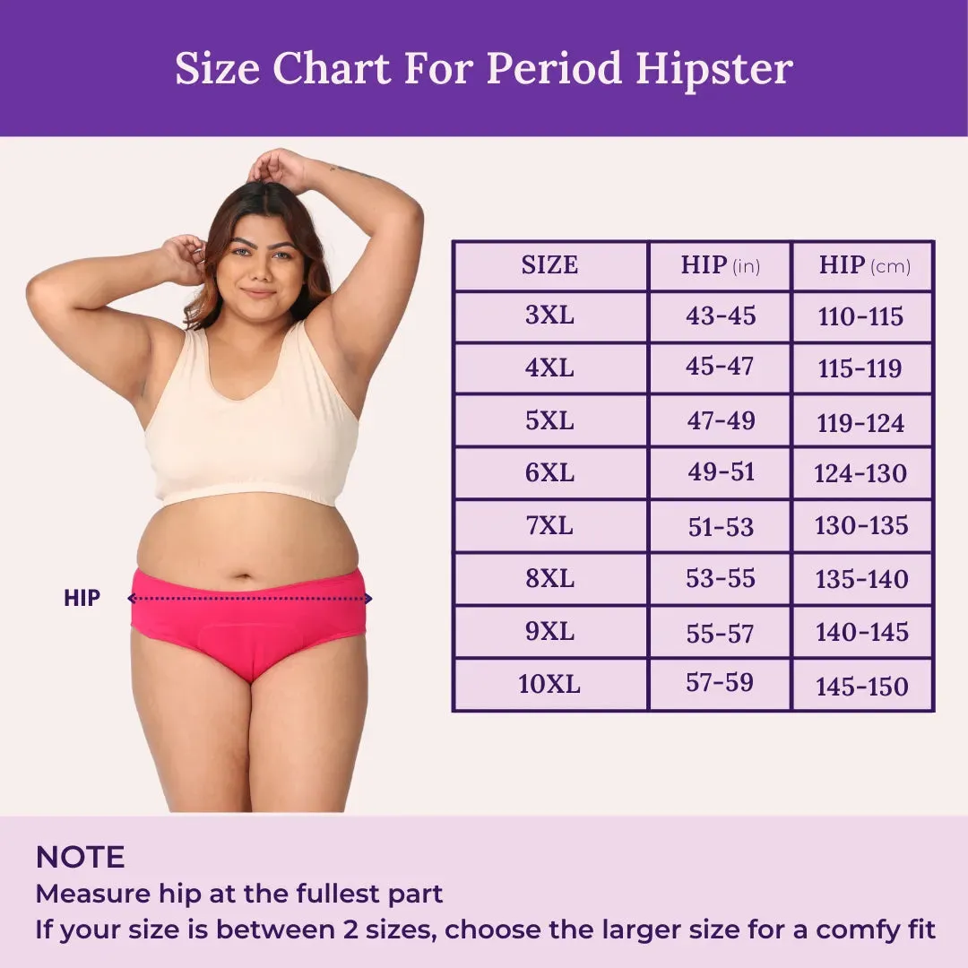 Curvy Women Period Panties For Stain Free Period | Hipster Fit | Leak Proof | Use with Pad For Hygiene | Prevents Front & Back Stains