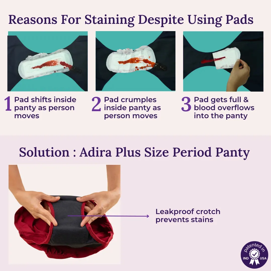 Curvy Women Period Panties For Stain Free Period | Hipster Fit | Leak Proof | Use with Pad For Hygiene | Prevents Front & Back Stains