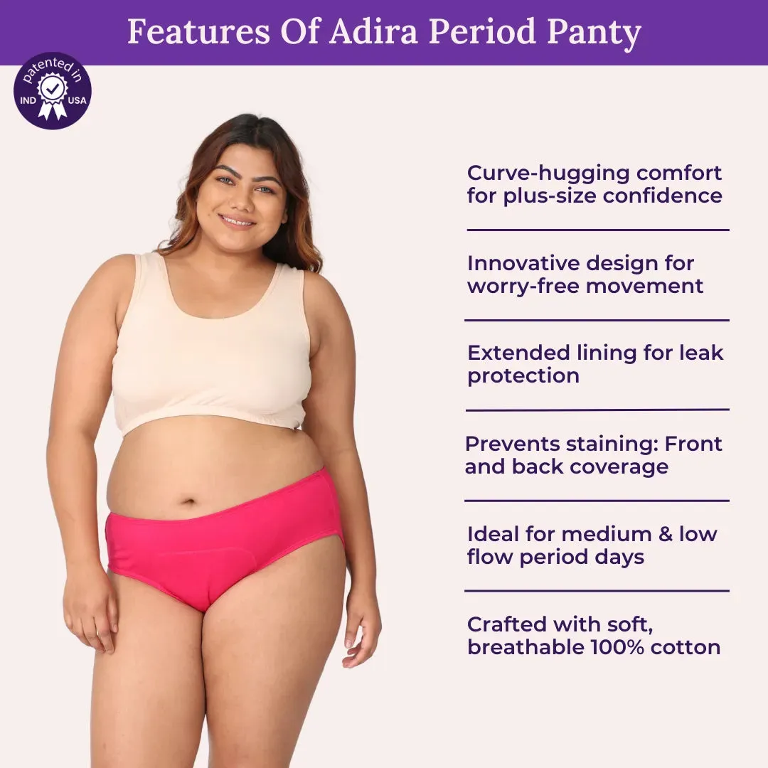 Curvy Women Period Panties For Stain Free Period | Hipster Fit | Leak Proof | Use with Pad For Hygiene | Prevents Front & Back Stains