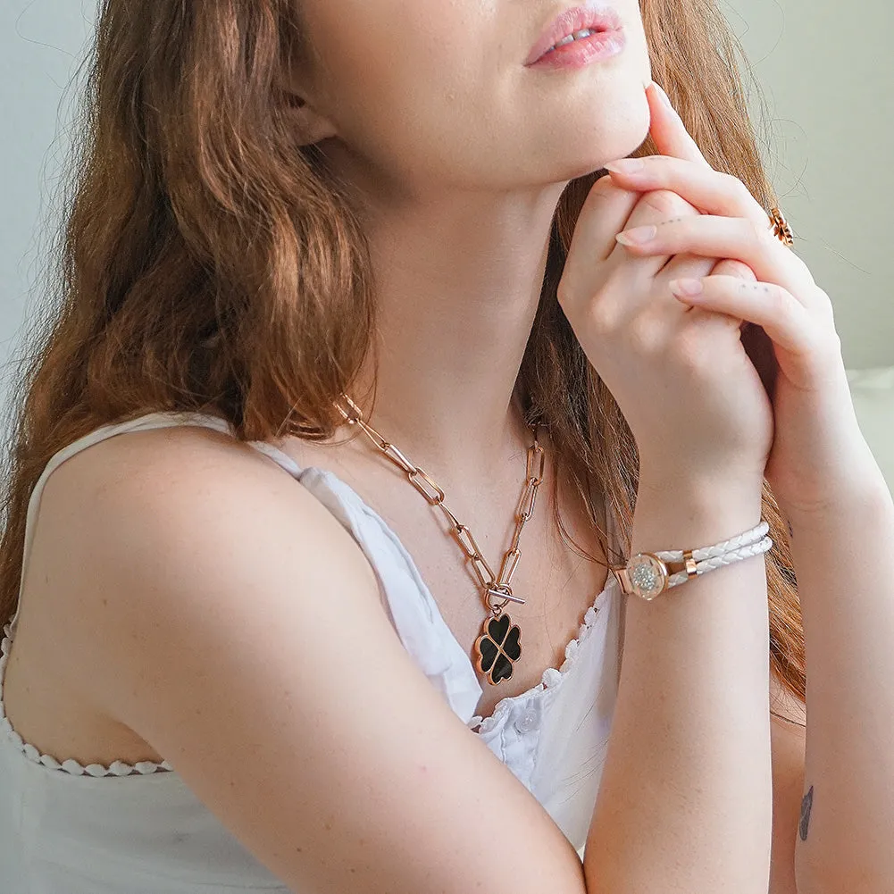 CZ STONE WHEAT CHAIN BAR BRACELET