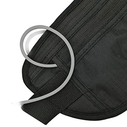 DAITET Running Belt Waist Pack, Fanny Pack for Men&Women, Travel Money Belt, Waterproof Waist Bag, Adjustable Workout Belt Fits All Phone (Pure Black)