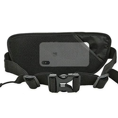 DAITET Running Belt Waist Pack, Fanny Pack for Men&Women, Travel Money Belt, Waterproof Waist Bag, Adjustable Workout Belt Fits All Phone (Pure Black)
