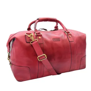 DR324 Genuine Leather Holdall Travel Weekend Duffle Bag Bordo