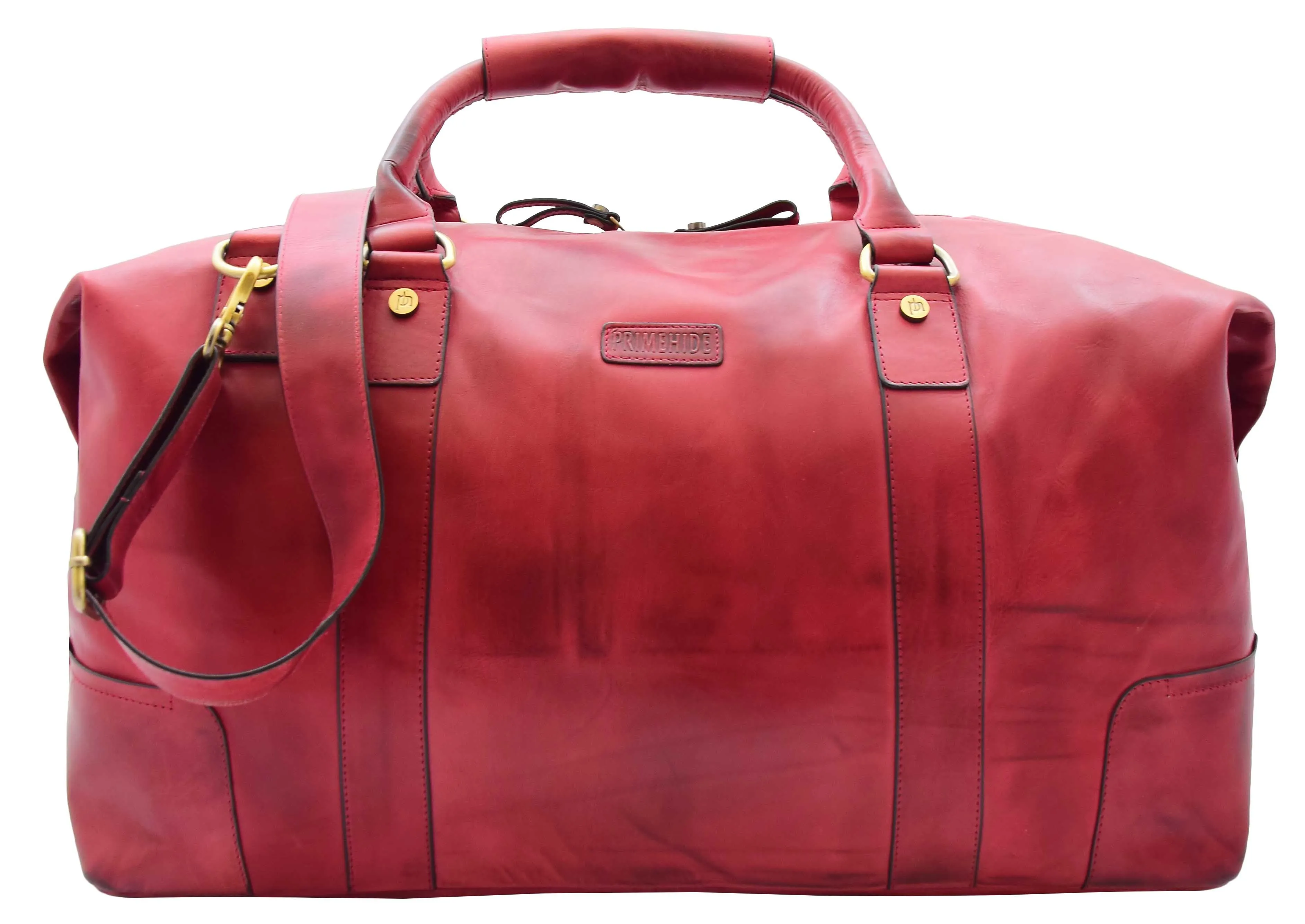 DR324 Genuine Leather Holdall Travel Weekend Duffle Bag Bordo