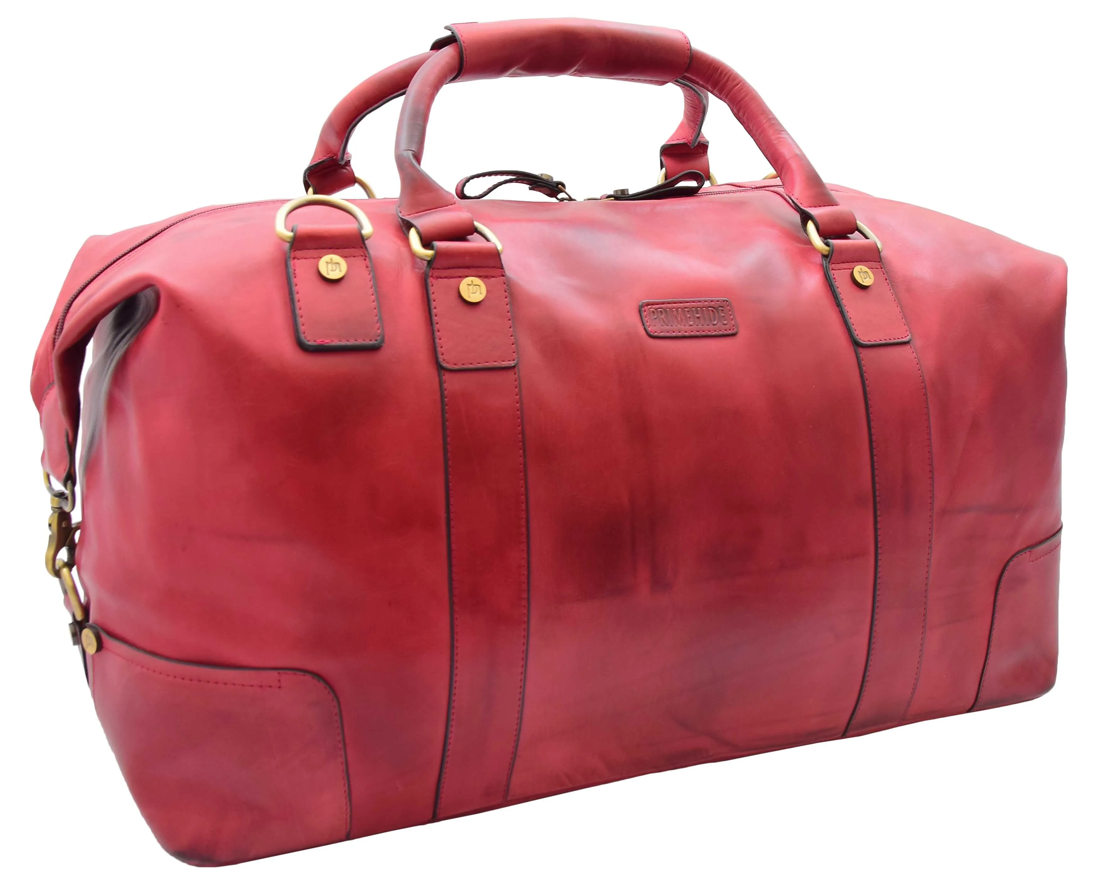 DR324 Genuine Leather Holdall Travel Weekend Duffle Bag Bordo