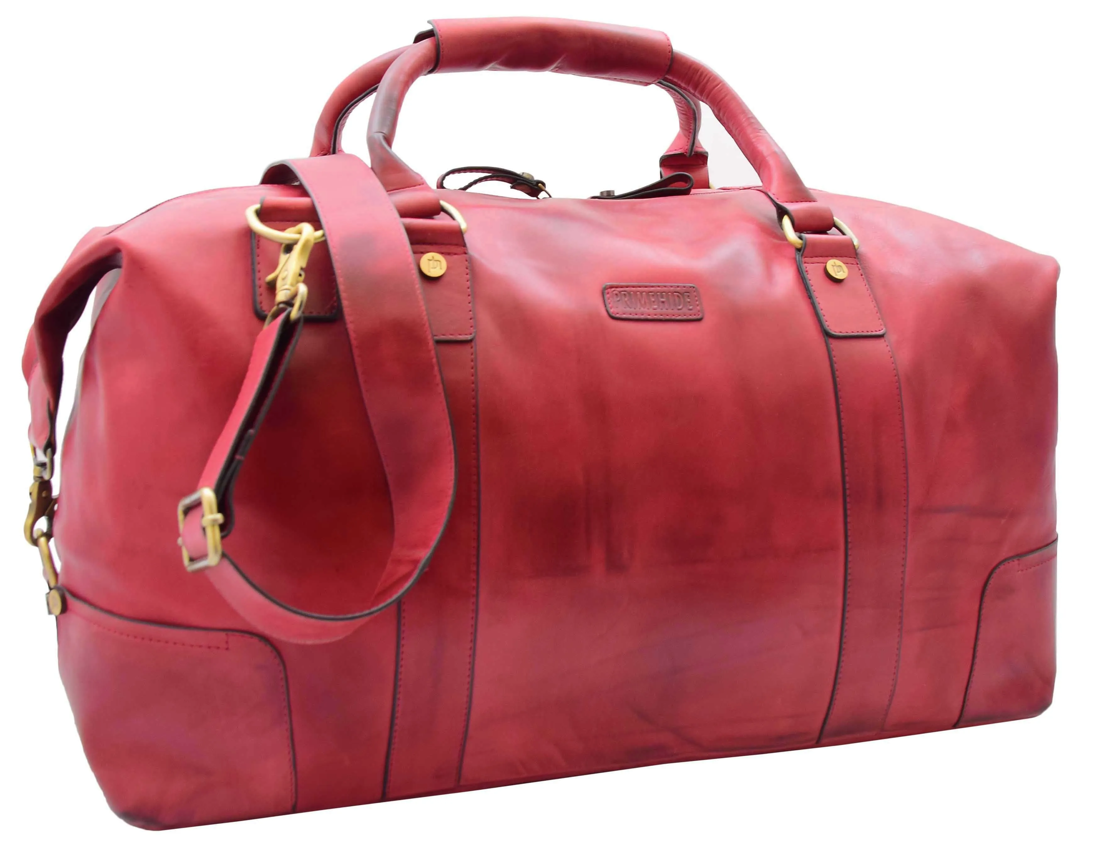 DR324 Genuine Leather Holdall Travel Weekend Duffle Bag Bordo