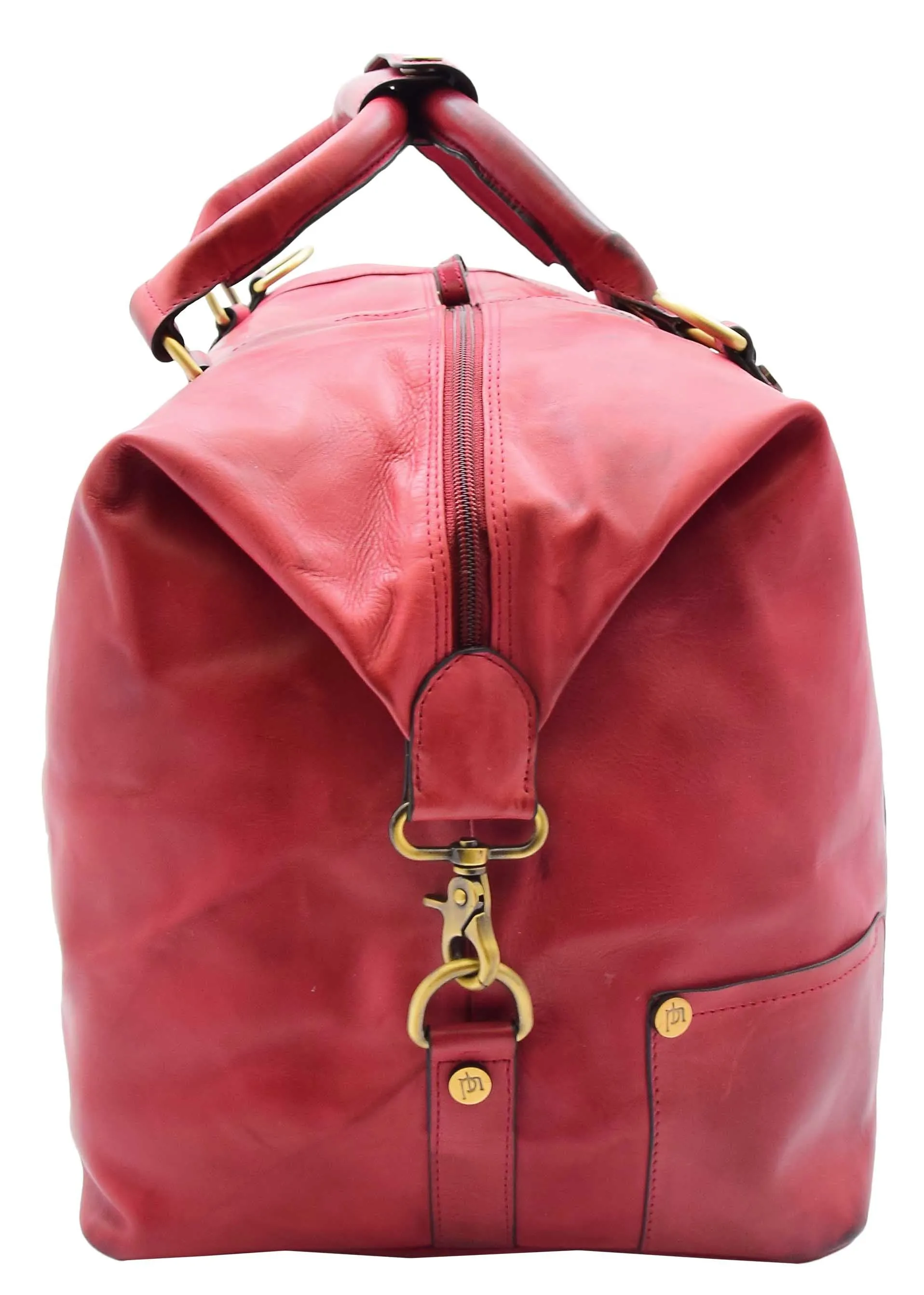 DR324 Genuine Leather Holdall Travel Weekend Duffle Bag Bordo