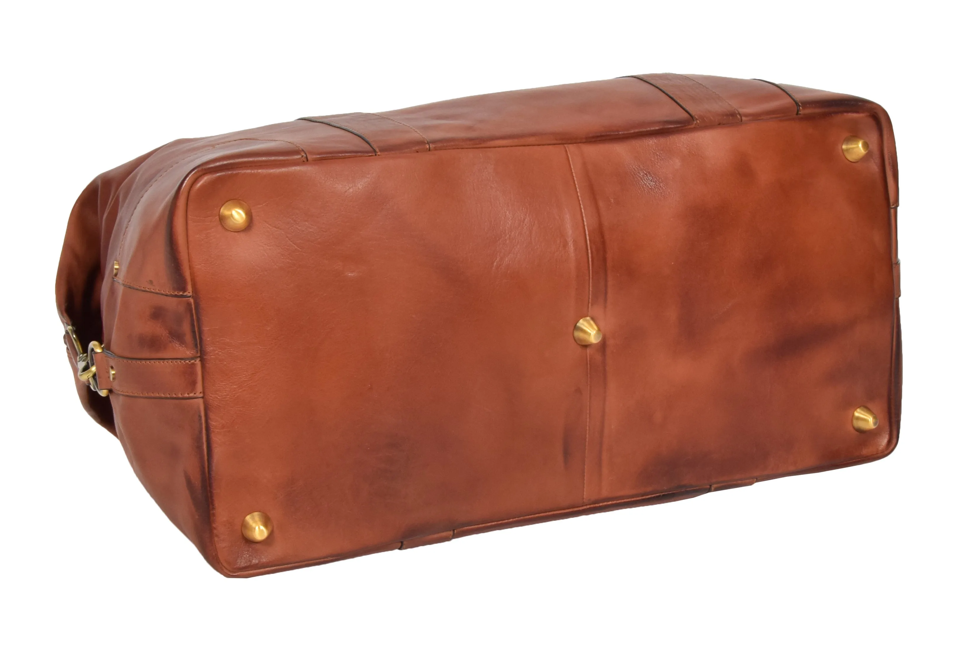 DR324 Genuine Leather Holdall Travel Weekend Duffle Bag Tan