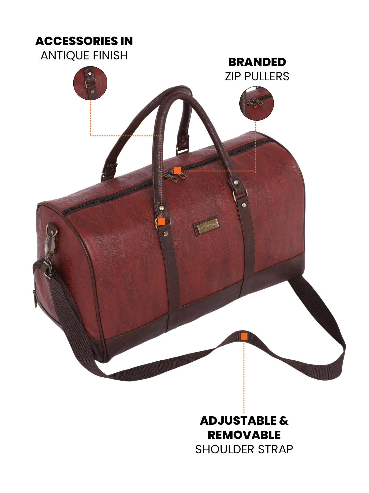 Earthy Tan Vegan Leather Travel Duffle Bag With External Shoe Pocket