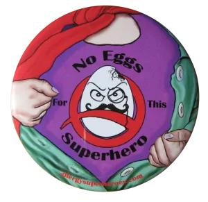 Egg Allergy Superhero Girl Button