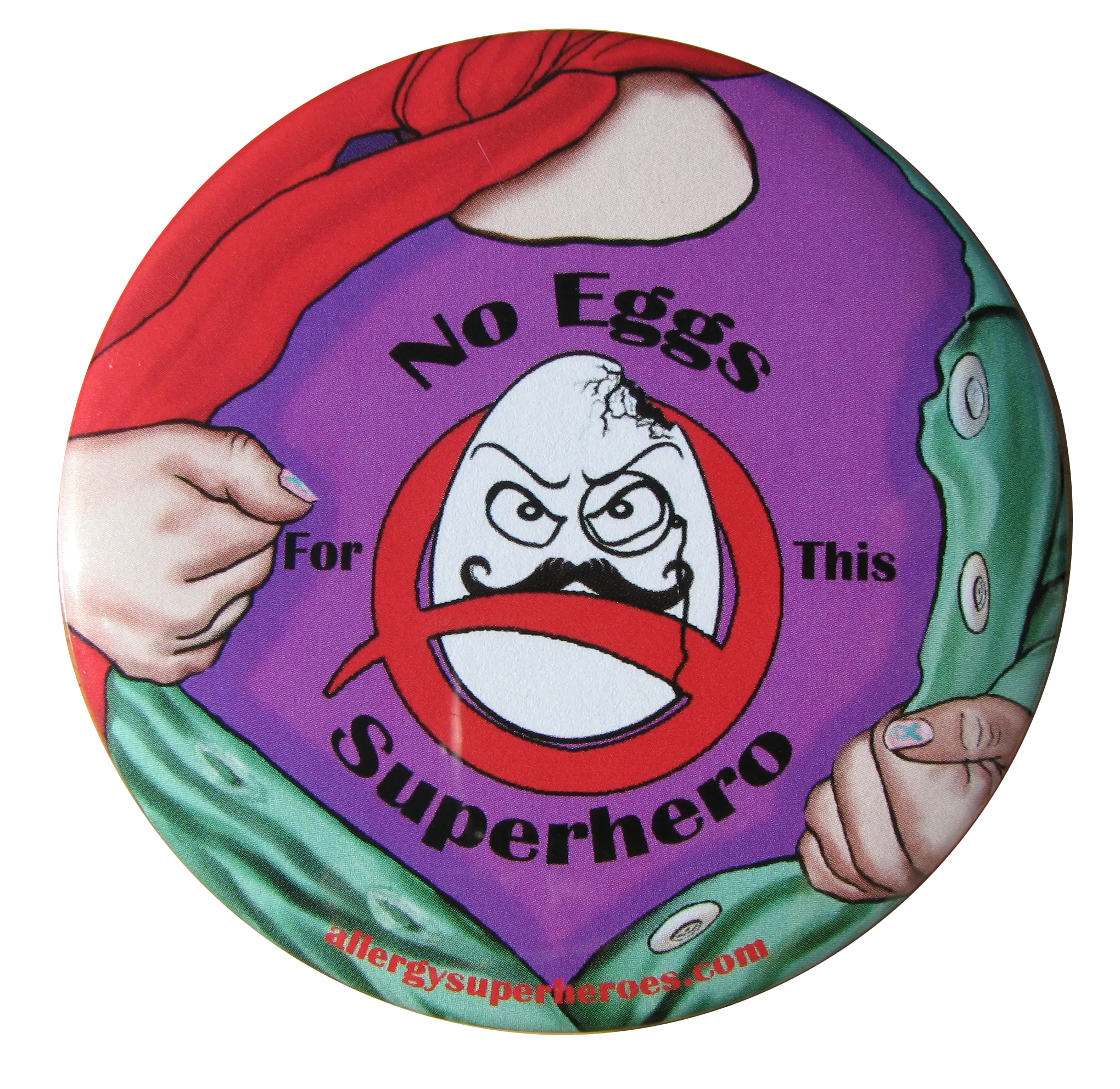Egg Allergy Superhero Girl Button