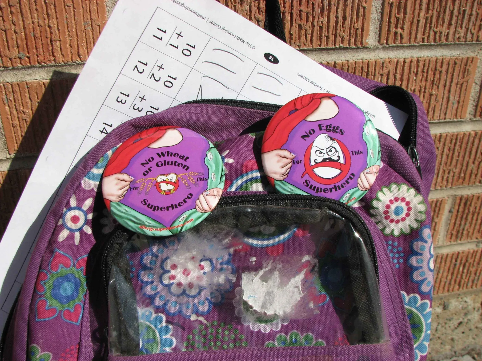 Egg Allergy Superhero Girl Button