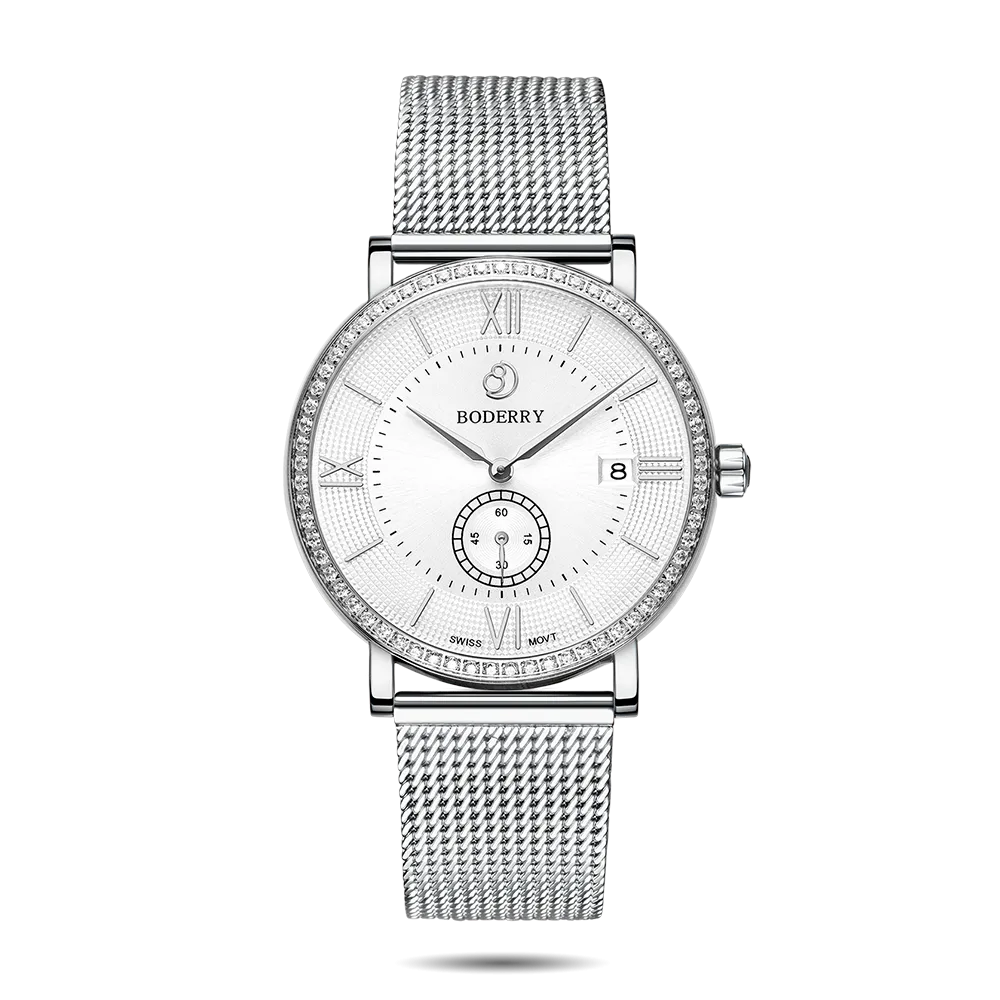 ELEGANT II - Swiss Quartz Movement Watch | Silver & Mesh Strap