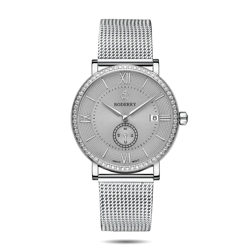 ELEGANT II - Swiss Quartz Movement Watch | Silver & Mesh Strap