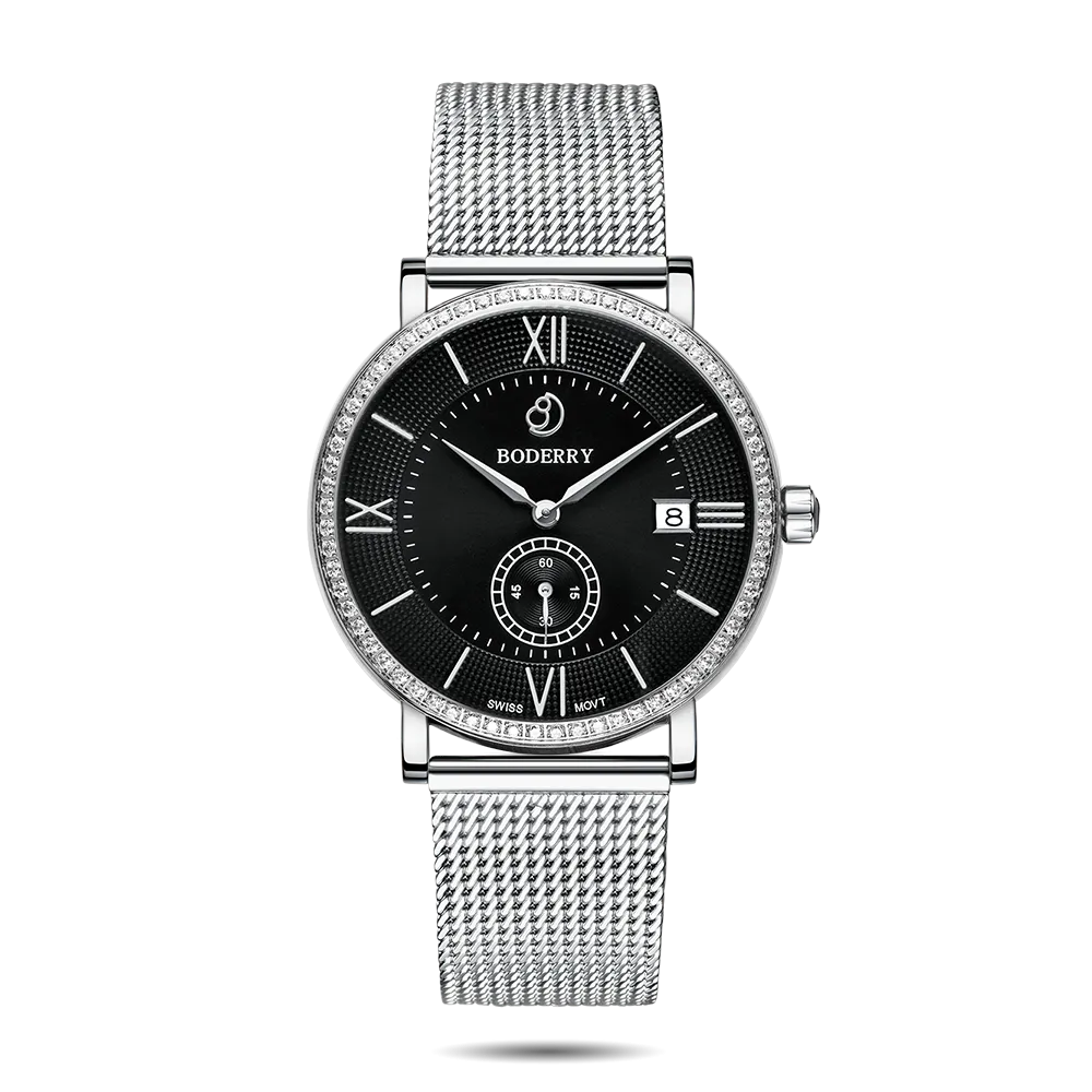 ELEGANT II - Swiss Quartz Movement Watch | Silver & Mesh Strap