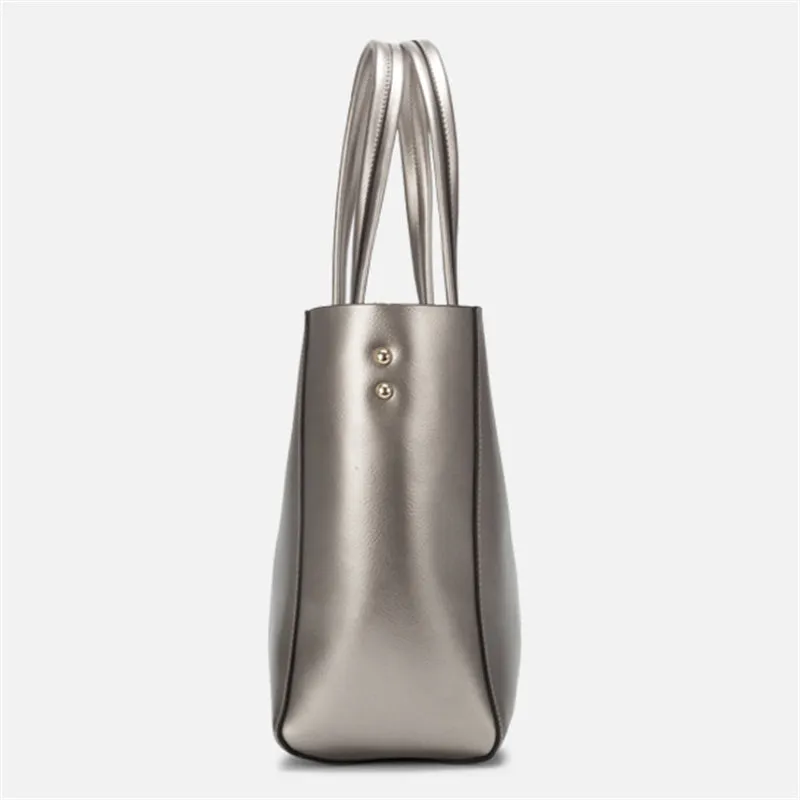 Elegant Lady Simple Style Genuine Leather High Capacity Zipper Handbags