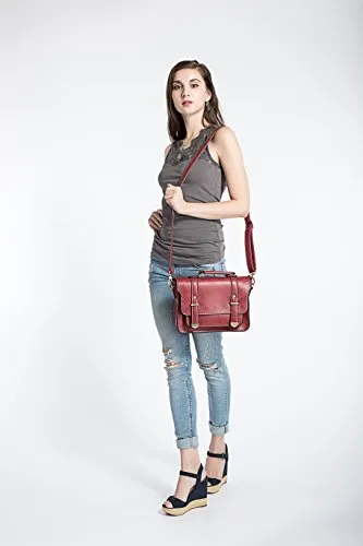 EOSUSI Women's Faux Leather Briefcases Messenger Bag Ladies Handbags, Red