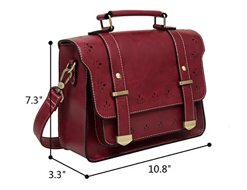 EOSUSI Women's Faux Leather Briefcases Messenger Bag Ladies Handbags, Red