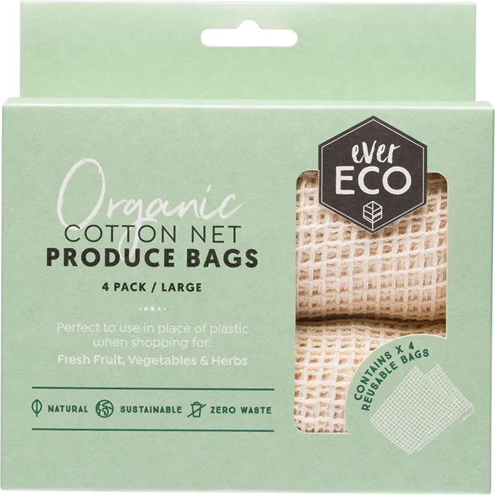 Ever Eco | Reusable Produce Bags Organic Cotton Net 4pk