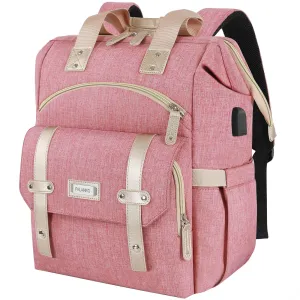 FALANKO Wide Open Pink Backpack with  USB Charging Port