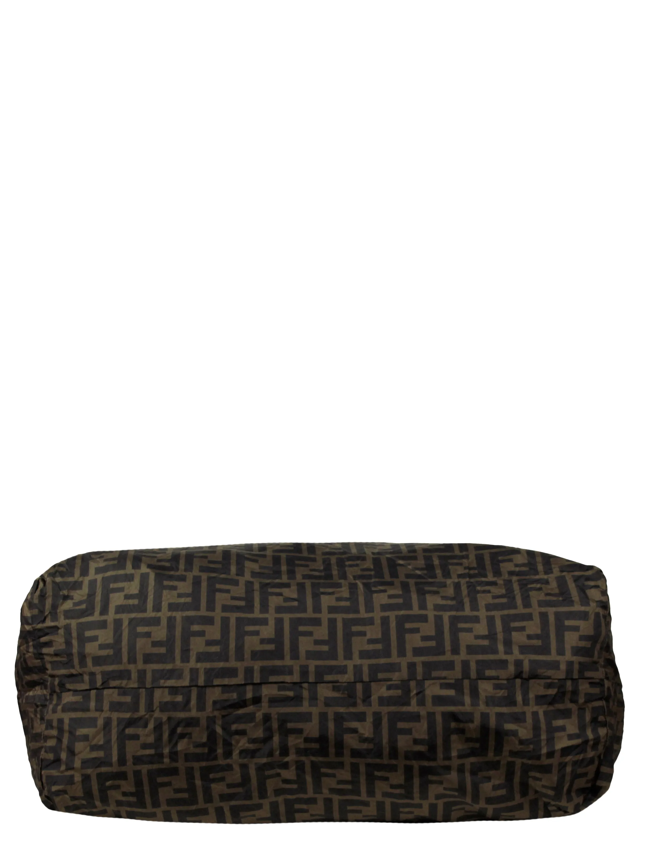 Fendi NWT Brown Monogram Nylon Foldaway Tote Bag w/ Tamburo Pocket Charm