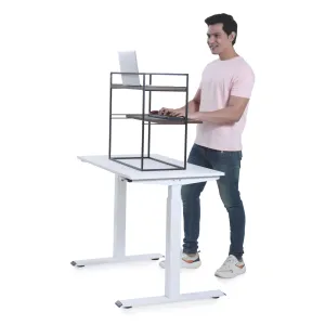 Fitizen Zen Height Adjustable Table, Black & Brown FITI-150-BB