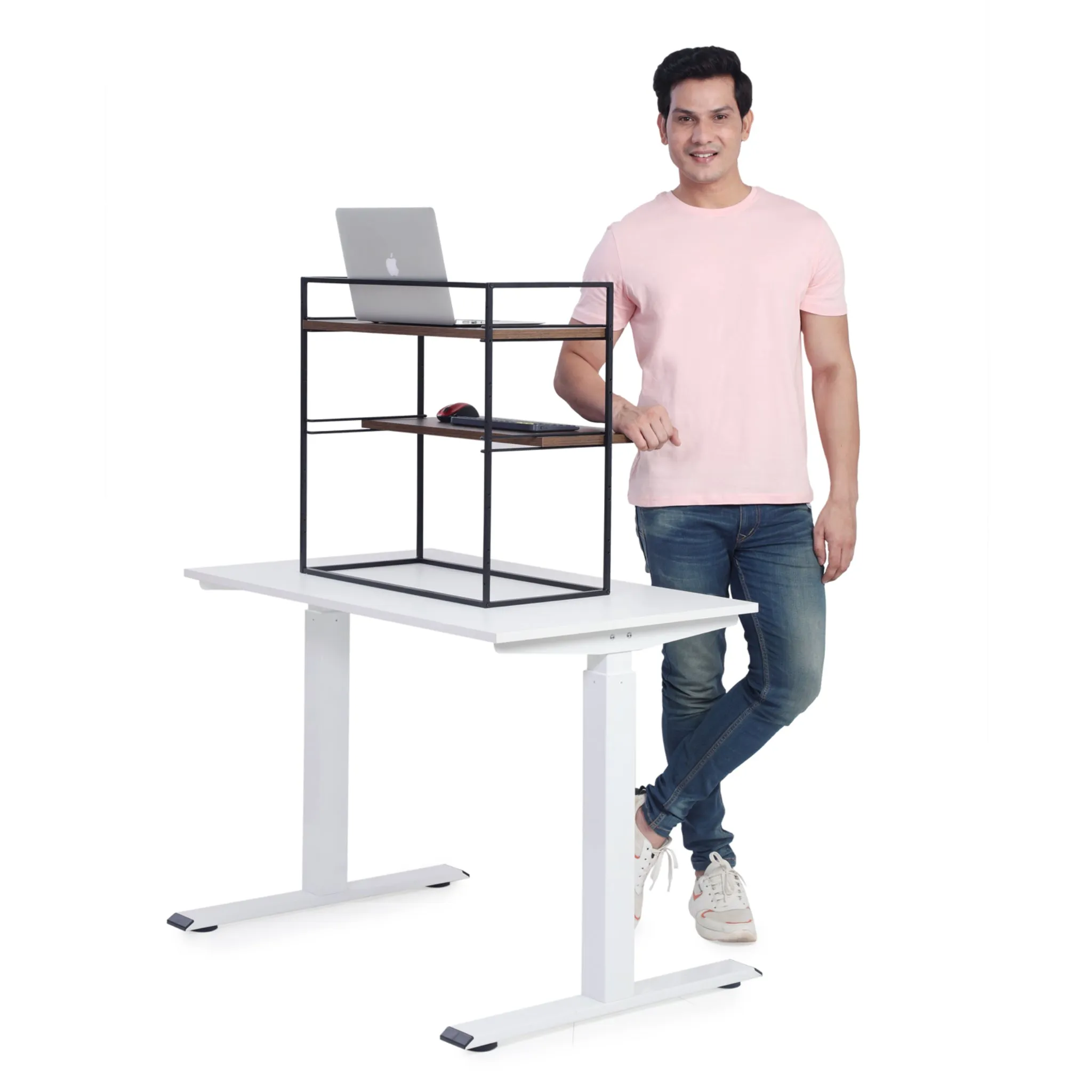 Fitizen Zen Height Adjustable Table, Black & Brown FITI-150-BB