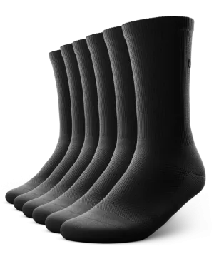 Flagship Crew Socks Black 6-Pack