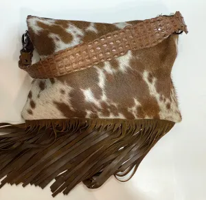 FRINGED HIDE BAG WITH CROCODILE STRAP