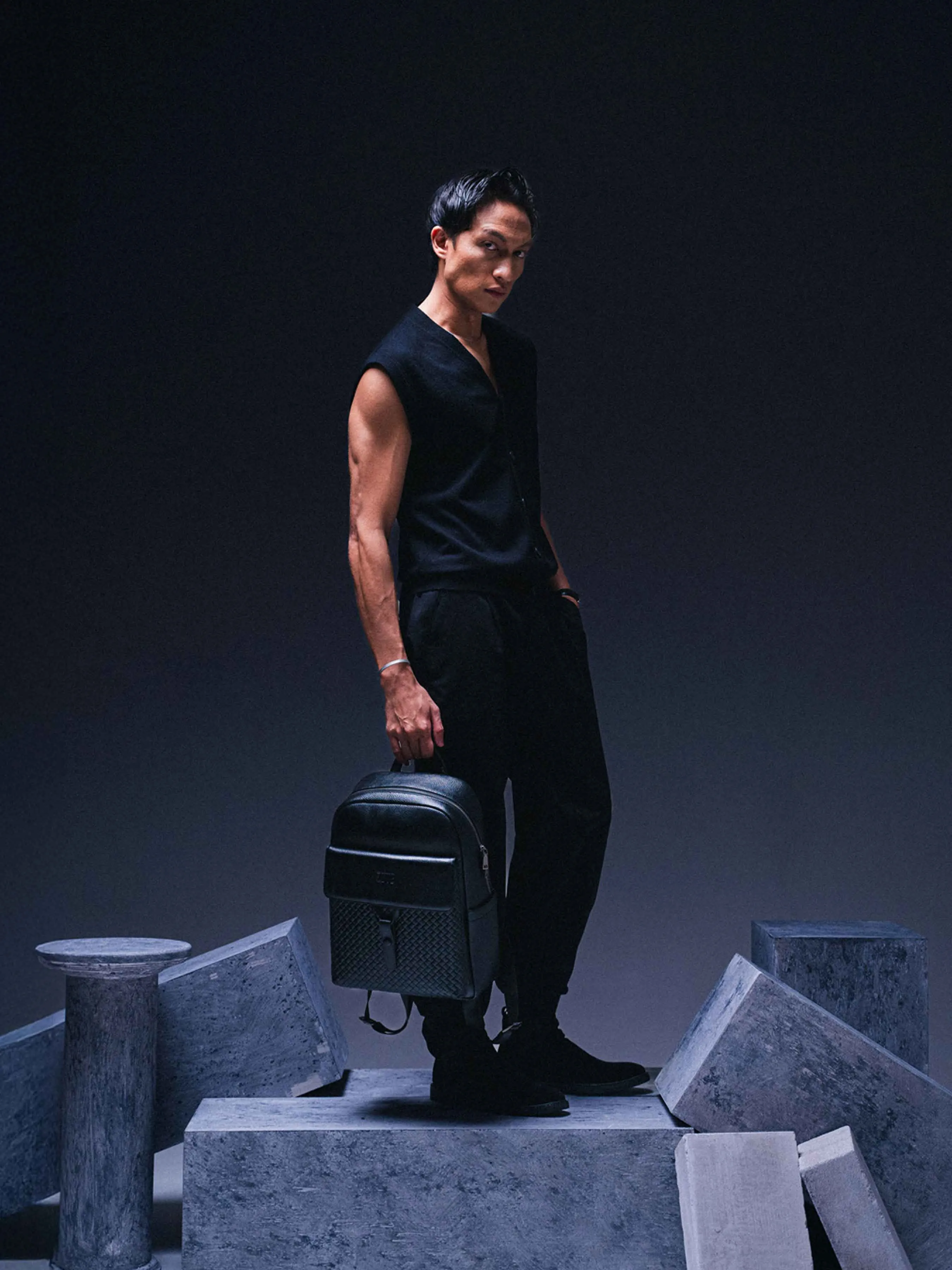 Genova Backpack - Black Weave Leather