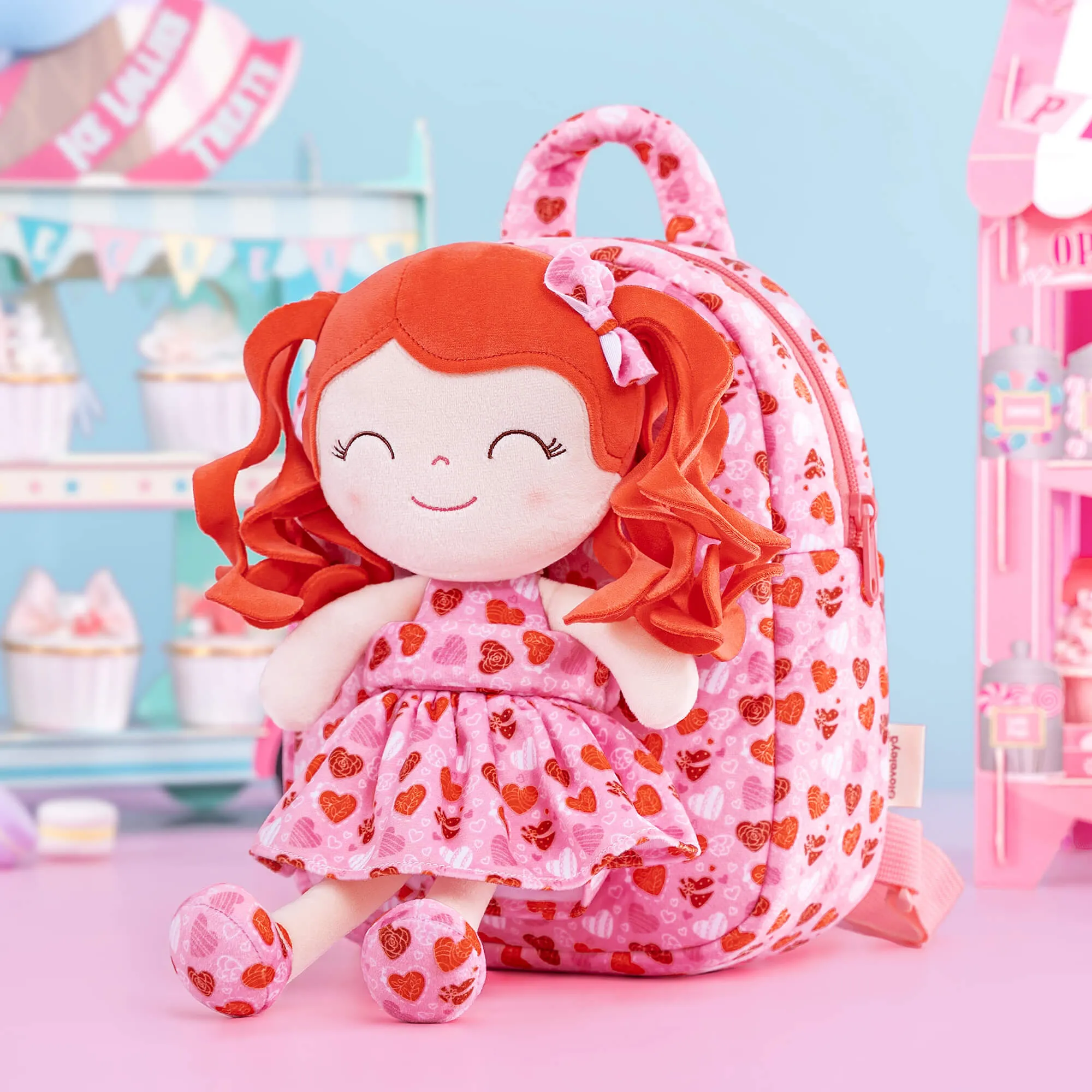 Gloveleya 9-inch Personalized Spring Girl Love Heart Dolls Backpacks Series