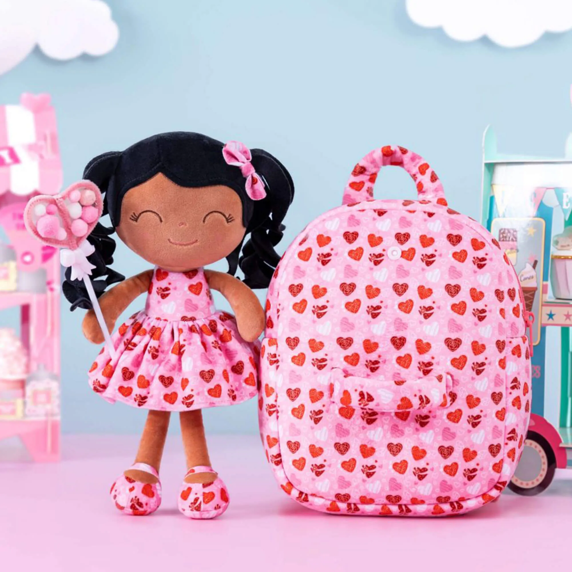 Gloveleya 9-inch Personalized Spring Girl Love Heart Dolls Backpacks Series