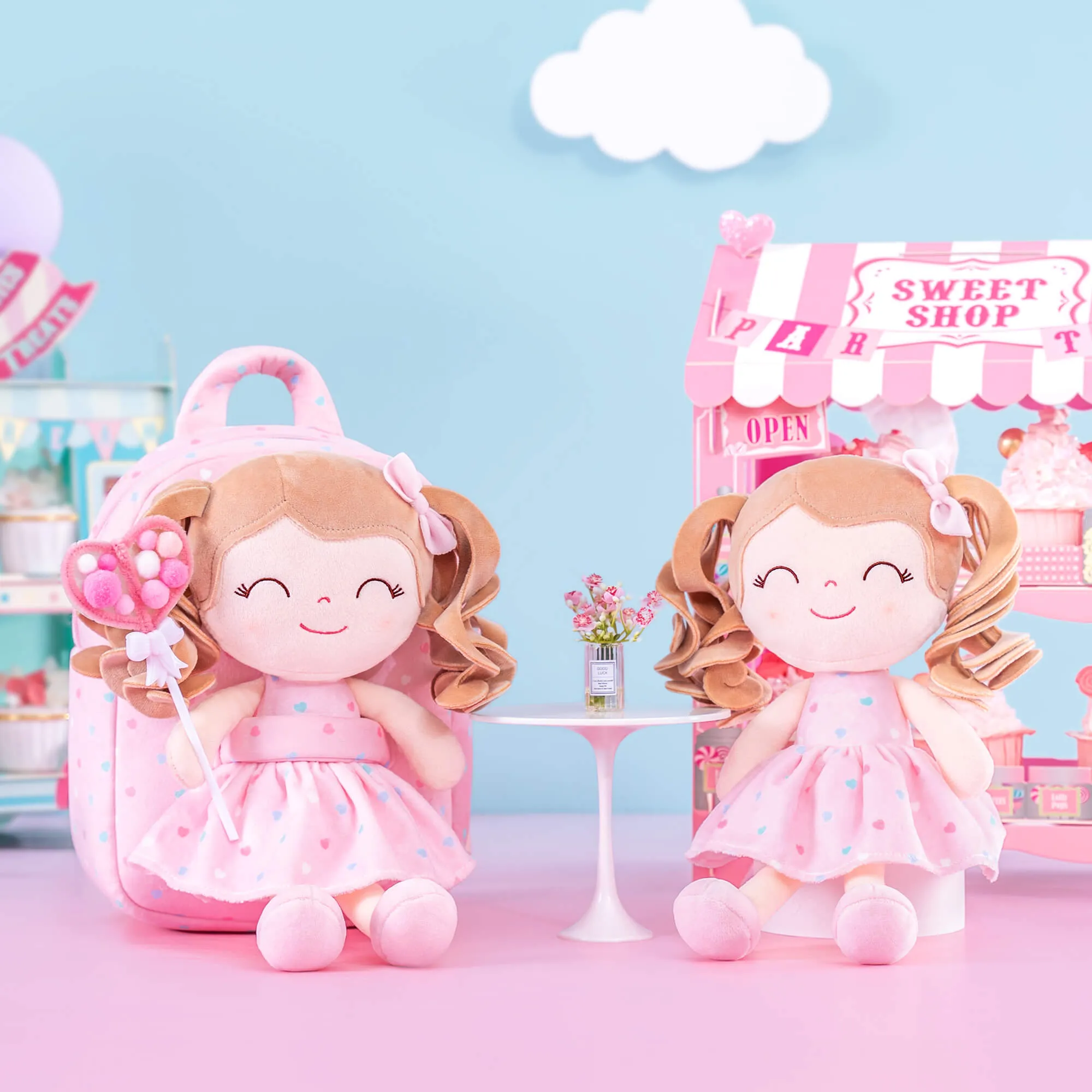 Gloveleya 9-inch Personalized Spring Girl Love Heart Dolls Backpacks Series