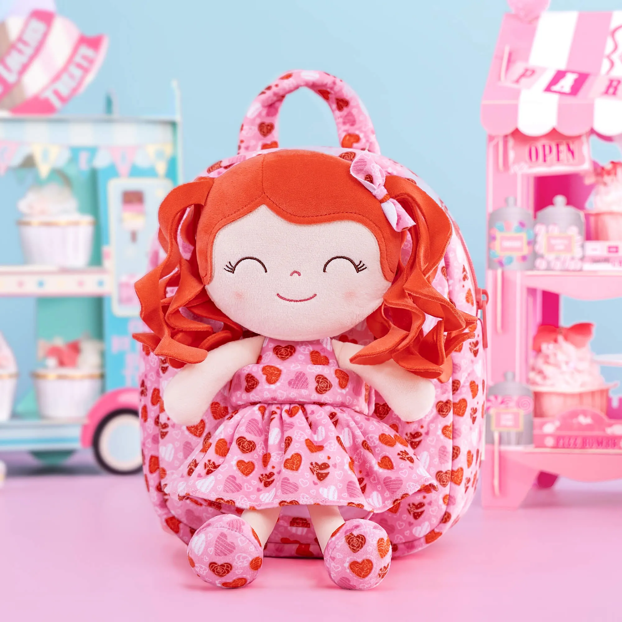 Gloveleya 9-inch Personalized Spring Girl Love Heart Dolls Backpacks Series